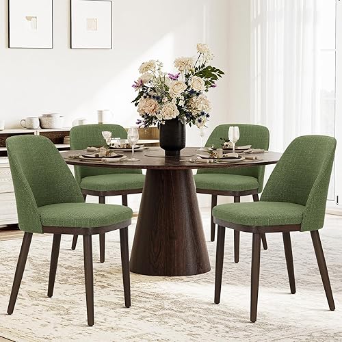 Miniatura 3 de COLAMY Juego de 4 sillas de comedor tapizadas, modernas sillas de cocina con respaldo, sillas laterales de tela con patas de madera para granja,