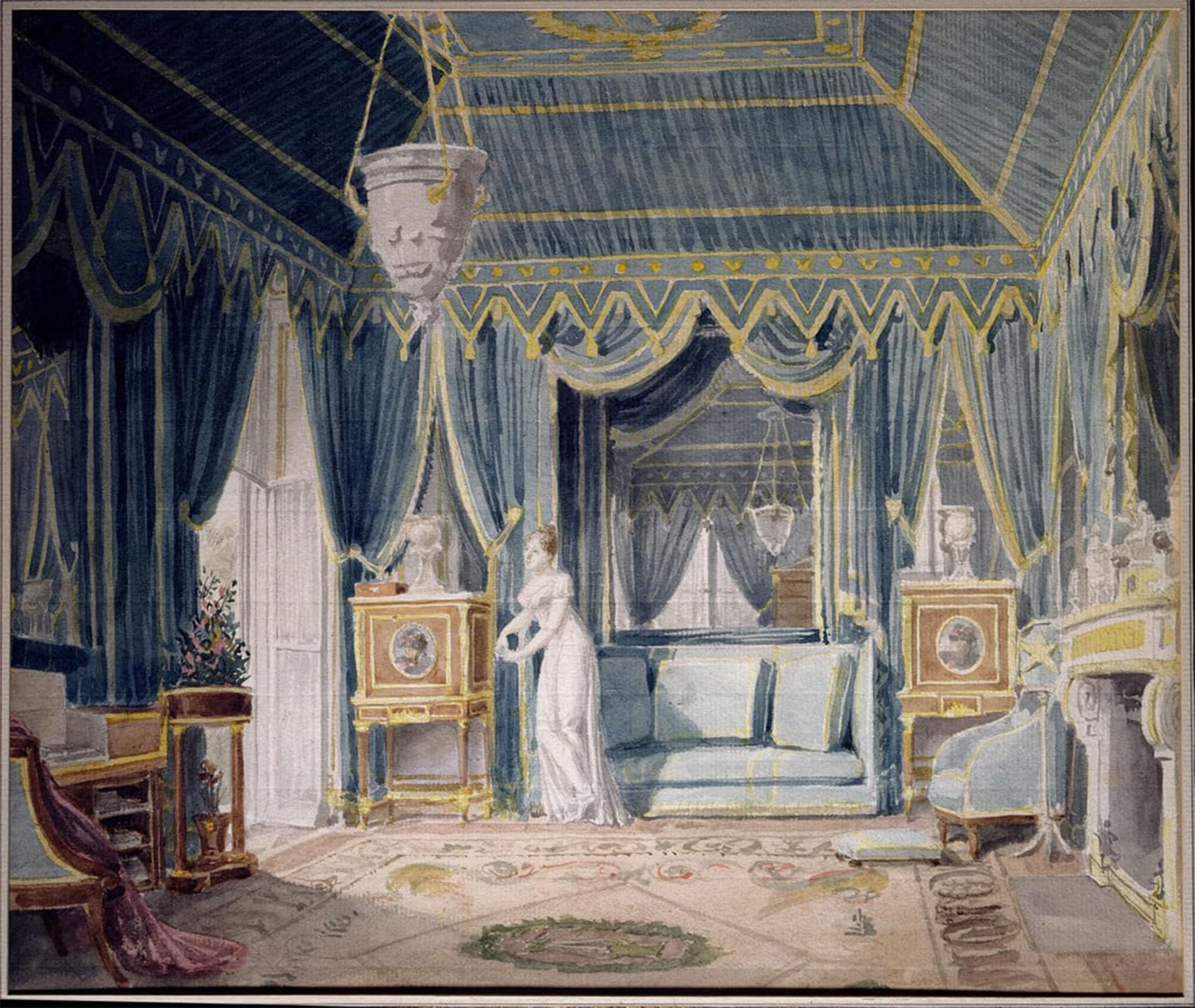 POSTERIIk Famous Print Pop Art Wall Art Graffiti Boudoir of Queen Hortense De Beauharnais by Auguste Simon Garneray Art Prints for Home Decor 60x90cm