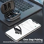 TRAUSI Écouteurs Bluetooth, écouteurs sans fil Vrai avec IPX7 imperméable, Bruit Annulant Mic, Type-C Earphones de recharge rapide avec Crochet d'oreille ergonomique pour le sport, Voyage