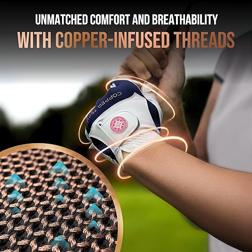Miniatura 4 de Copper Tech Ladies Golf Gloves Women (2nd Gen)  Copper Compression Wrist & Joint Support  Flexible & Comfortable Fit with Premium Leather