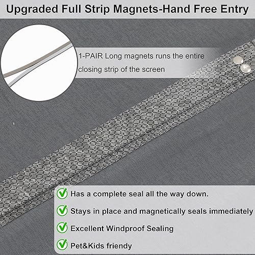 Miniatura 5 de Cortina magnética para puerta con aislamiento térmico, imanes de tira completa y tela de capas más gruesas, cortinas de cubierta de puerta temporal