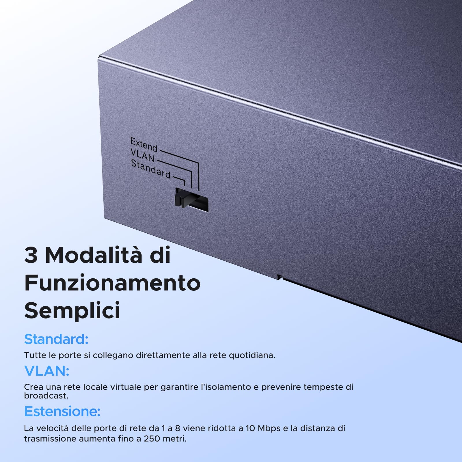 UGREEN 10 Porte Gigabit PoE LAN Switch con 8 PoE Switch + 2 Gigabit-Uplink 60W Potenza Totale per tutte le Porte PoE, Switch di Rete ideale per NVR, Telecamere IP, Non Gestito con Carcassa Metallica