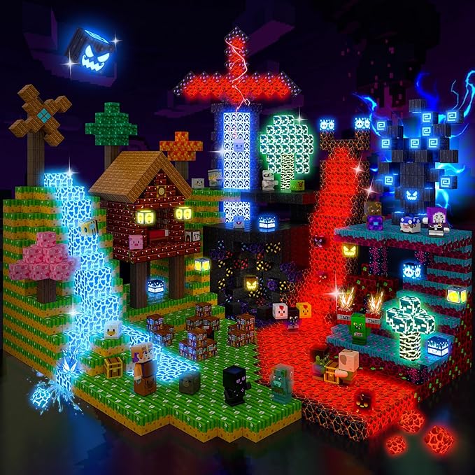 IGIVI Magnetic Blocks Set with Light-Up Features for Kids