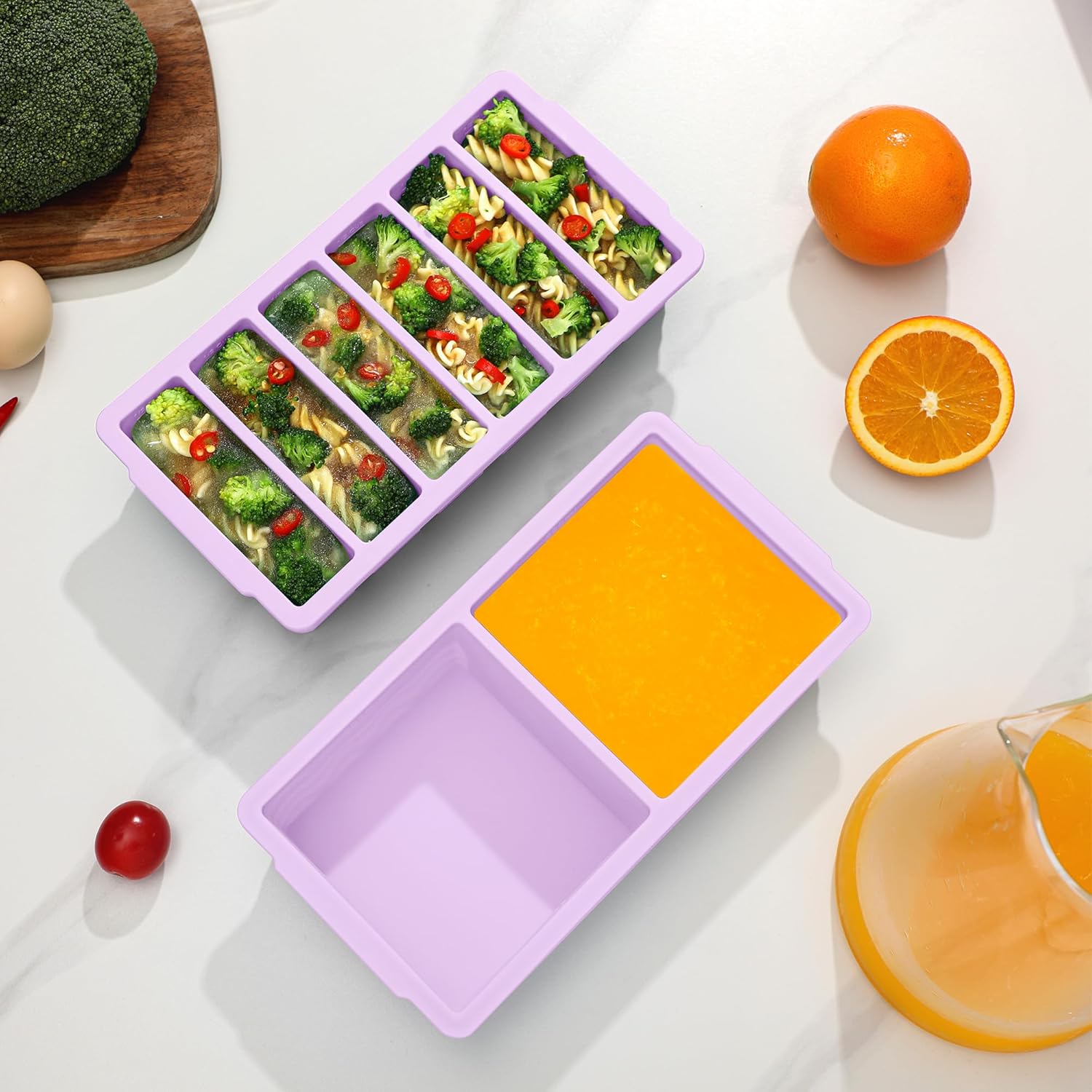 2-Pack Silicone Freezer Trays with Lid, 2 Large 2-Cup(500ml) & 6 Small 1/2-Cup(125ml) Soup Freezer Container Molds, Ice Cube Tray For Meal Prep & Freezing Soup, Stews, Sauces, Oven & Dishwasher-Safe - Image 7