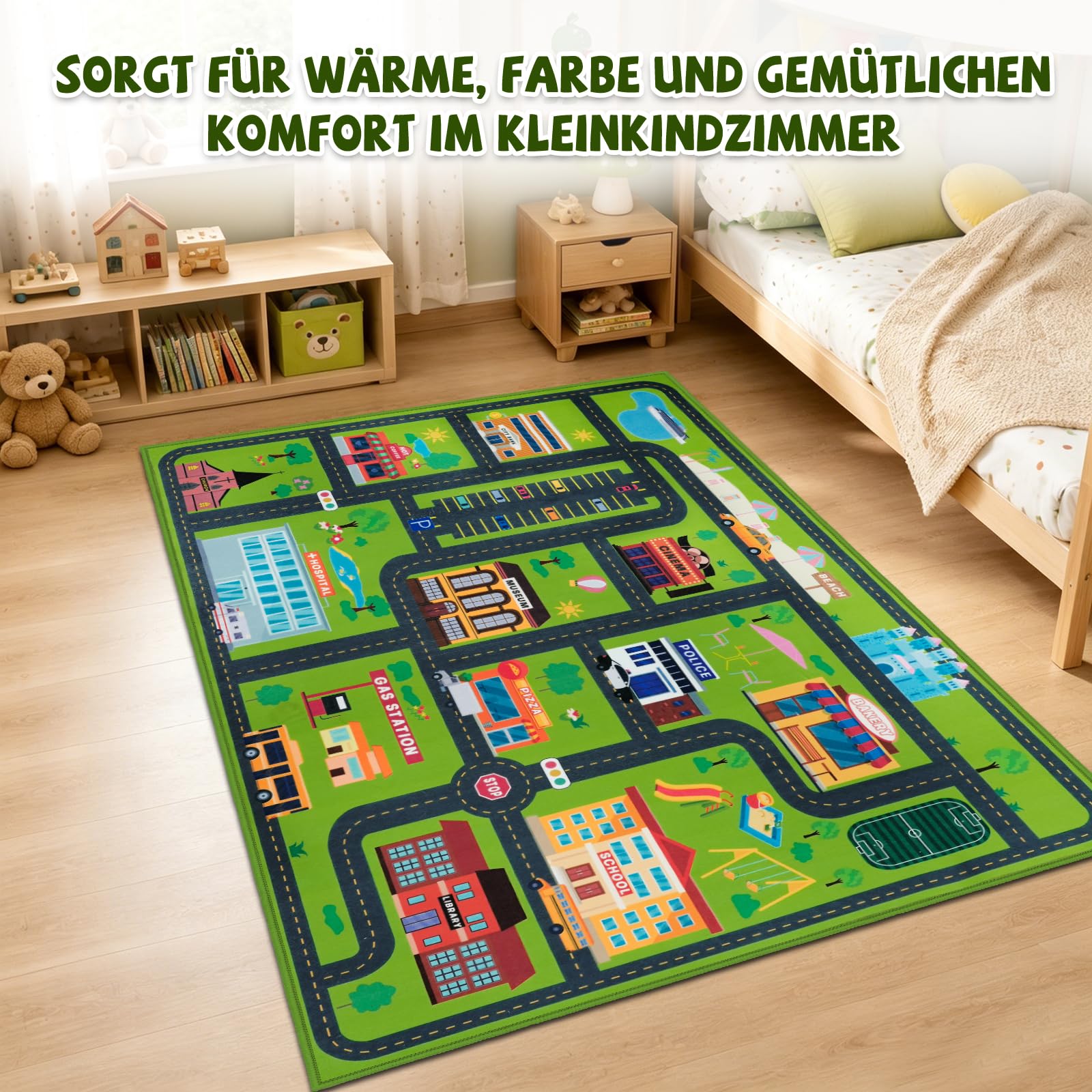 Capslpad Alfombra educativa para niños de 6 pies 6 pulgadas x 5 pies 0 pulgadas, área de juego y aprendizaje para niños