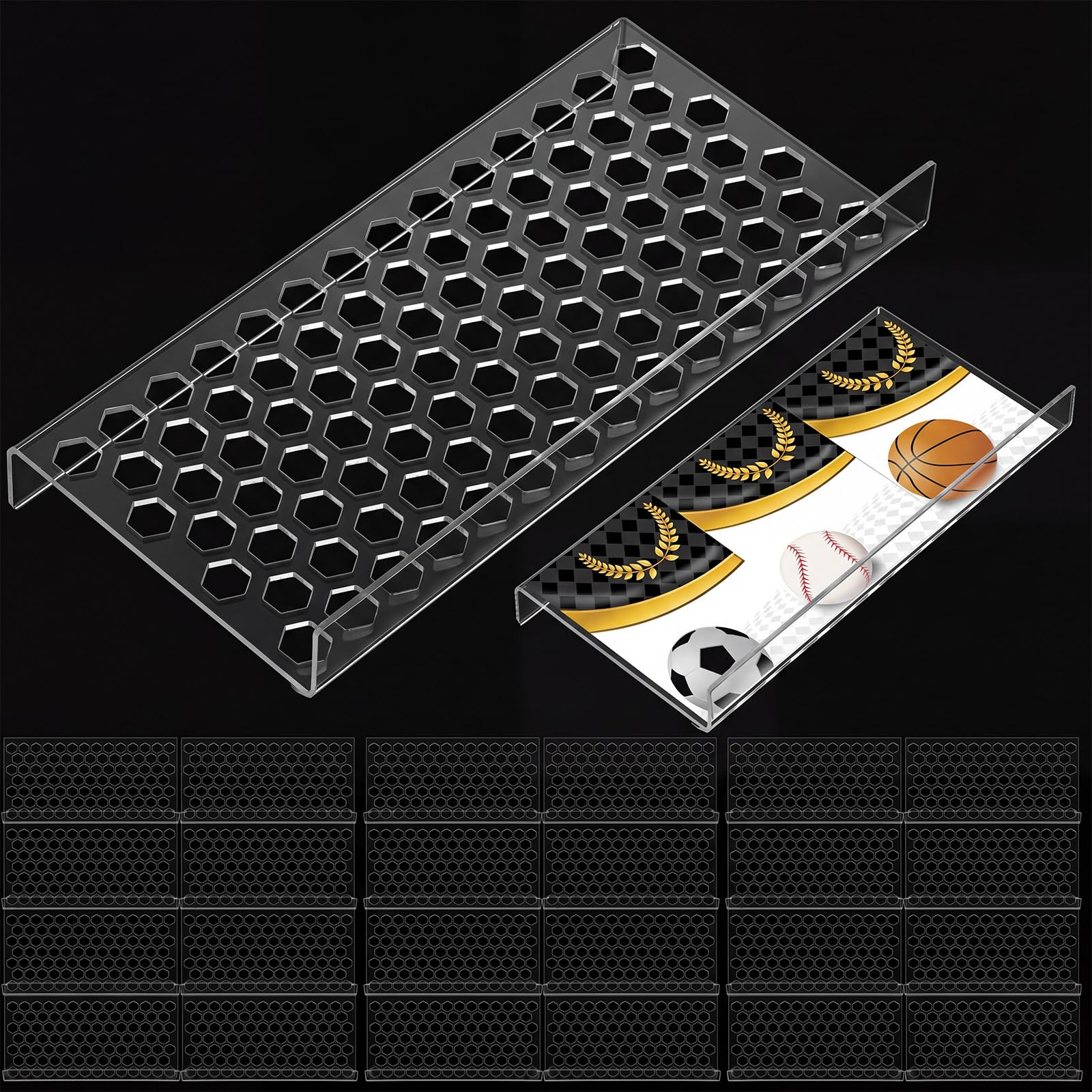 Yalikop 24 Pcs Trading Card Risers for Display Case, Honeycomb