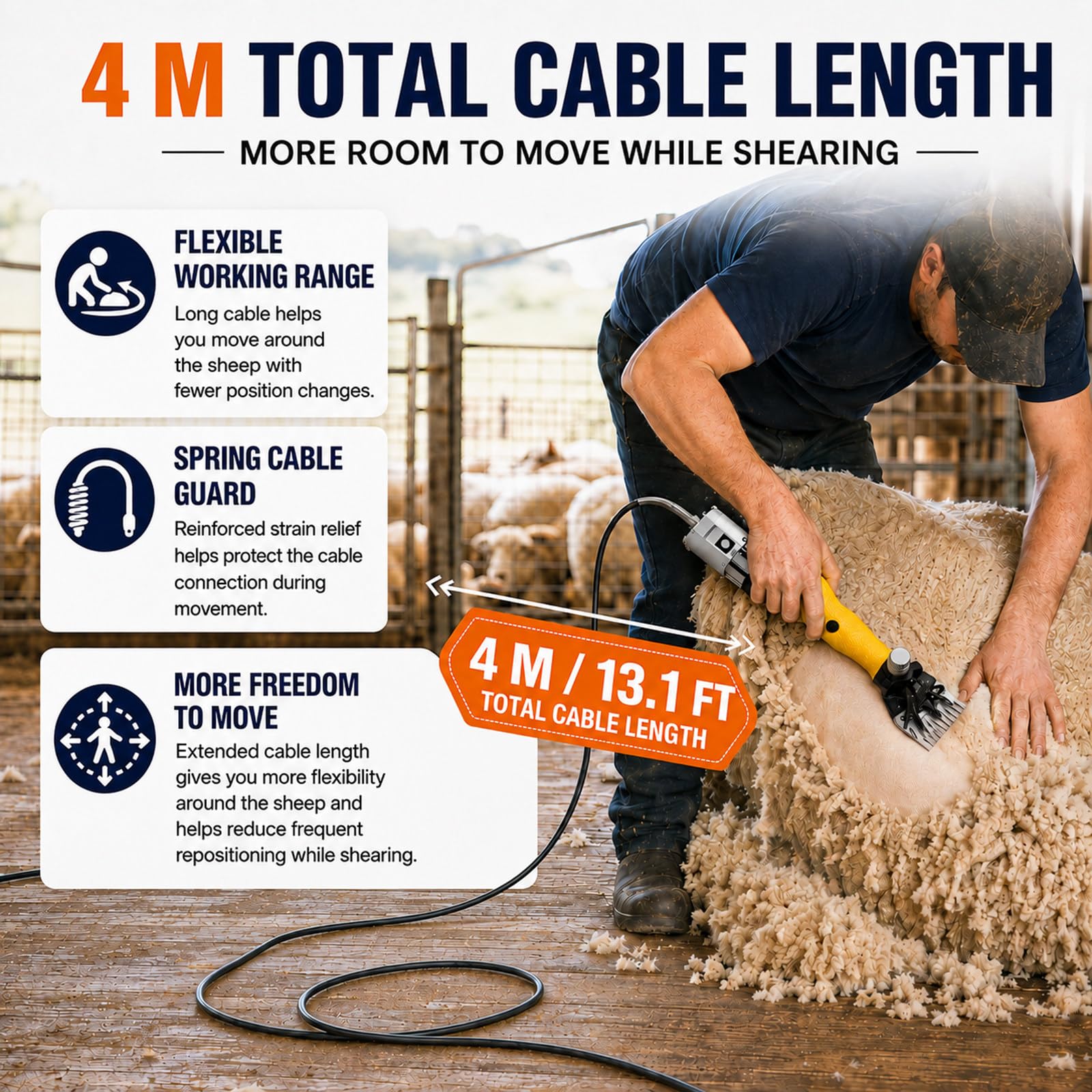Tosatrice Professionale per Pecore 1200W Brushless, 3005 Corse/min, 9 Denti, Tensione Lama Regolabile, Lana Spessa, per Capre Alpaca Lama Animali da Fattoria