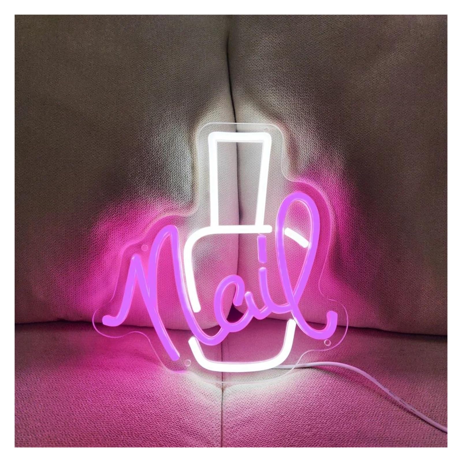 LEMST Sign Lamp Nails Neon Sign Manicure Light USB Powered for Bedroom Beauty Salon Nails Shop Girl Room Decor 25.8cmx26cm