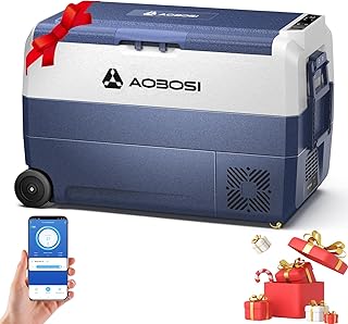 AAOBOSI Glaciere a Compression 50l, Glaciere Electrique APP, 12 V/24 V et 100-240 V, Glacière à Compression -20 ℃ à 20 ℃, Idéal pour Camping, Voiture, Camion, Bateau, Caravane, Voyage et Maison