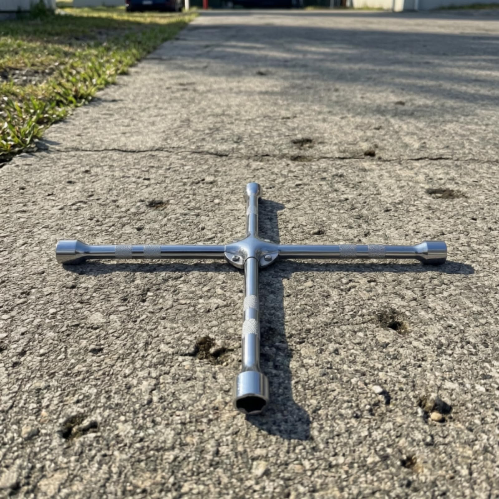 Perfeclan Llave Cruz Neumáticos Llave de Rueda Llave de Tuercas Llave de Cruz Construcción de Acero Cromo Vanadio con Recubrimiento Plateado y Mango Moleteado