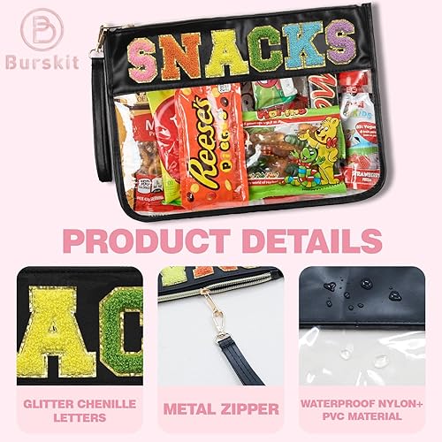 Miniatura 2 de Bolsa para aperitivos, bolsa de felpilla transparente con cremallera, bolsa de maquillaje de viaje, bolsa organizadora de almacenamiento estético