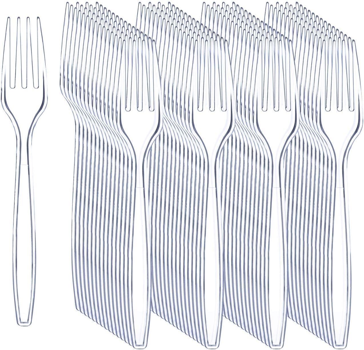 Liacere 360 Pieces Clear Plastic Forks & 360 Pieces Clear Plastic Spoons Perfect for Parties & Restaurants