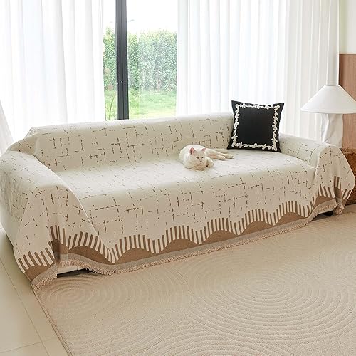 Miniatura 8 de Funda de sofá bohemia para perros, funda de sofá a prueba de mascotas para sofá de 2 cojines, funda de sofá de felpilla antideslizante, apta para