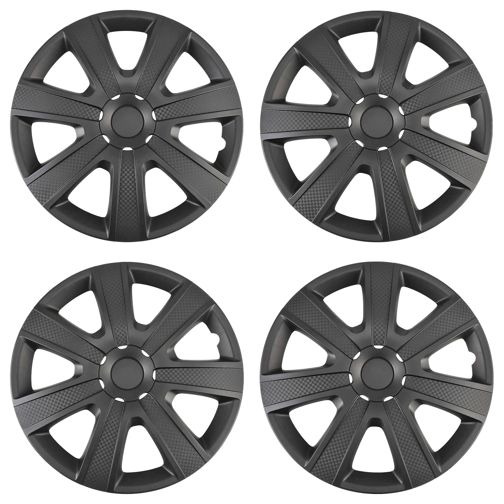 15 inch Hubcaps Set of 4, Matte Black Textured Wheel Covers, Universal ABS Snap-On Hub Caps for 15" Wheels, Car SUV Truck Wheel Rim Covers, Easy Installation Exterior Accessories