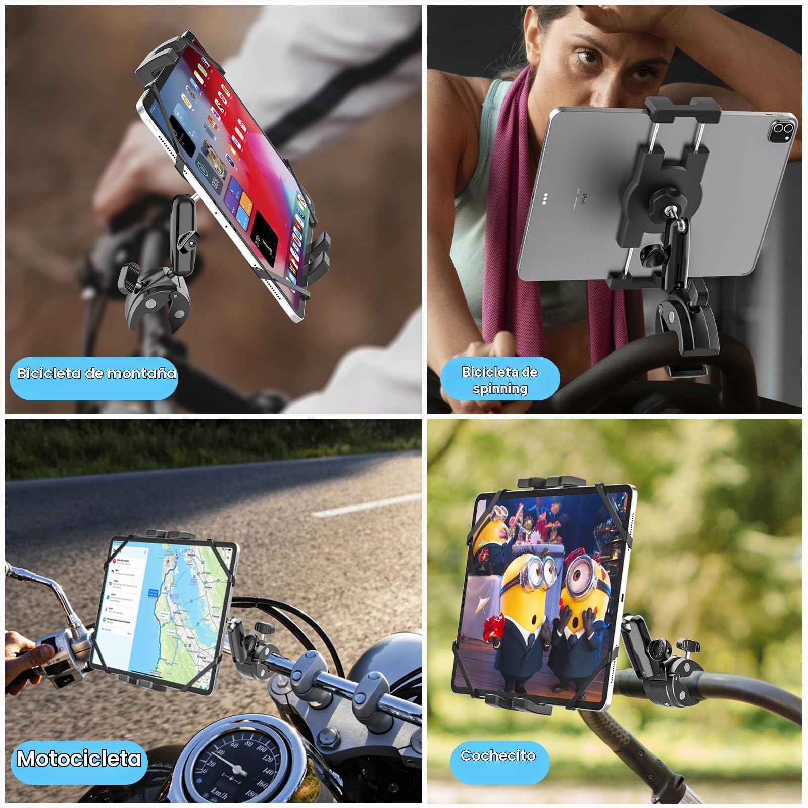 Soporte Tablet Barco Metal Resistente, Soporte iPad Timon Barco Yacht | con Brazo de Aluminio, Polo Barra Tubo Manillar Abrazadera Bicicleta para Tablets y Móvils, de 4-13" (Con Correa Anticaídas)