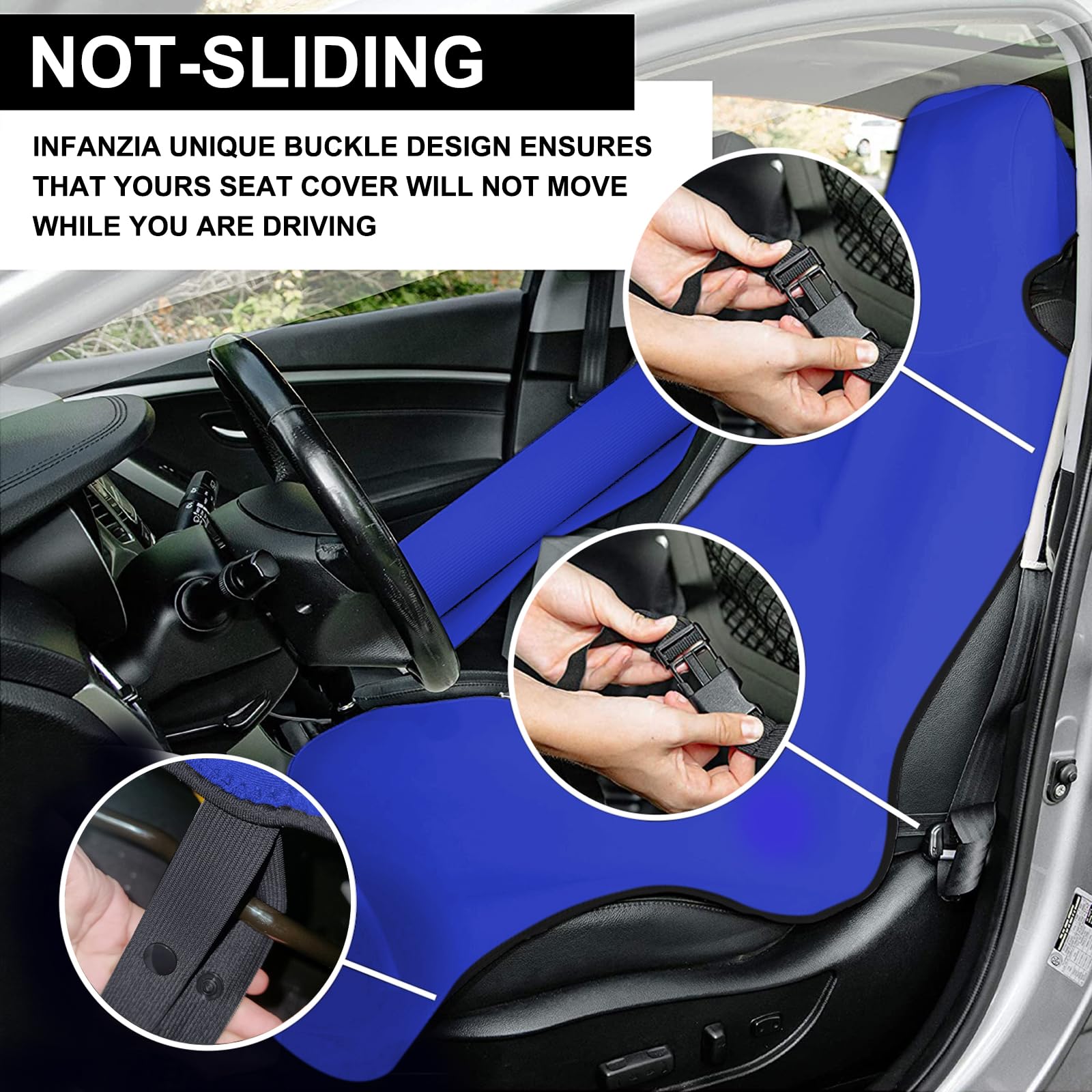 INFANZIA Coprisedili impermeabili di alta qualità, 2 pezzi, protezione per sedili auto, in neoprene, misura universale, 100% lavabile, rimovibile, antiscivolo, antiscivolo, per palestra, allenamento