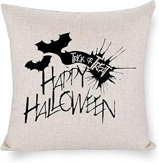 Halloween tekst na latającym nietoperzu sylwetka Święto Dziękczynienia poszewka na poduszkę jesień kwadrat szczęśliwe Halloween poszewka na poduszkę wakacje świętowanie spersonalizowana poduszka na sofę łóżko na zewnątrz dekoracja domu 45 x 45 cm