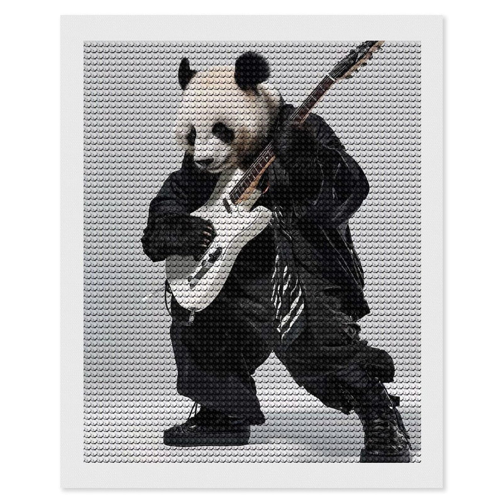 Junmoney Panda Guitar Diamond Painting Set 16"x20", Full Kit Included, Sparkling Round Gems, Farmhouse Decor, Festive Craft Gift