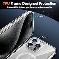 Vista 451 de TAURI Funda magnética 2 en 1 transparente para iPhone 14 Pro, compatible con Magsafe [no amarillenta] con protector de pantalla, protección de grado