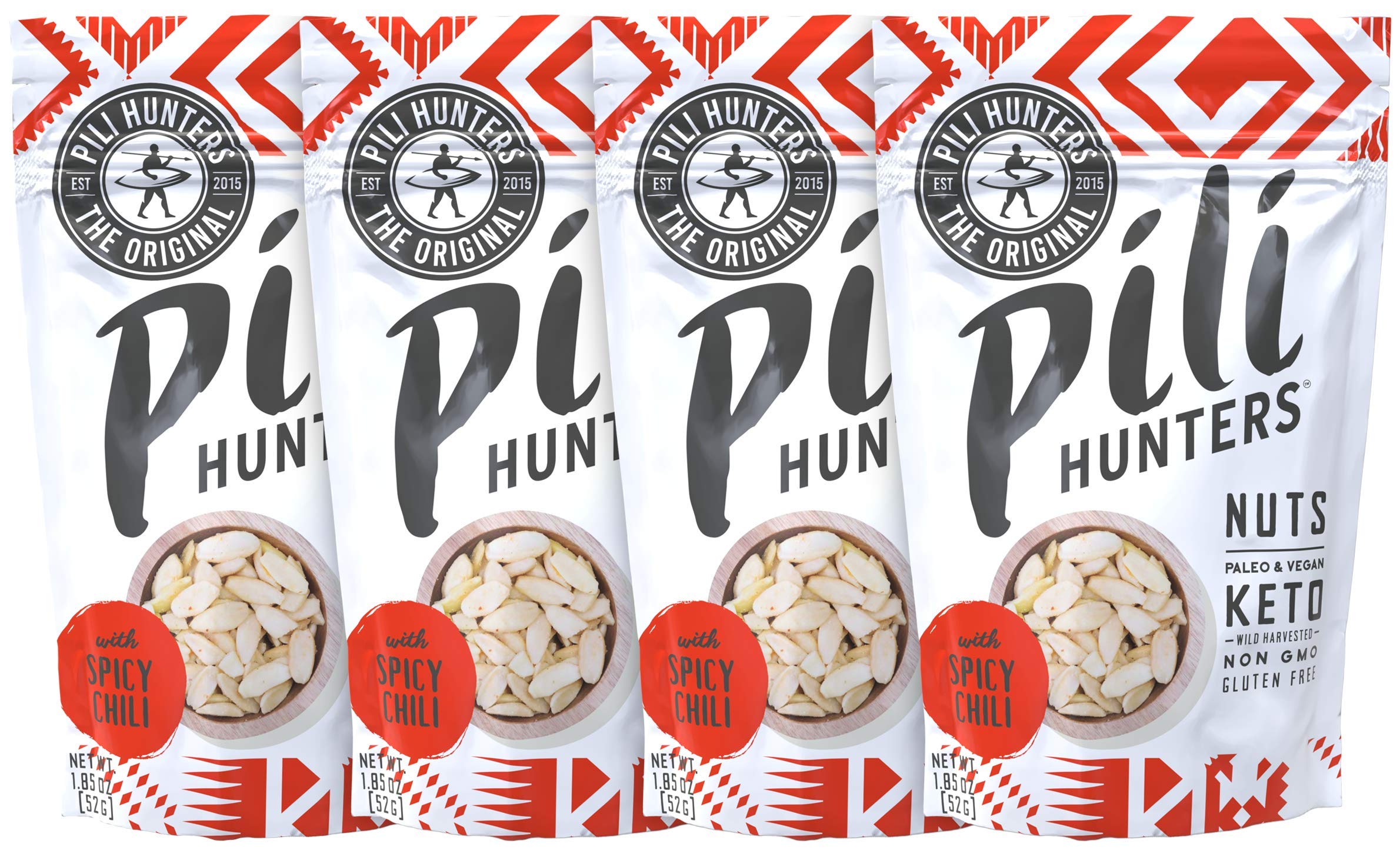 Pili Hunters Spicy Chili Pili Nuts - Keto Snacks for Low Carb Energy - Gluten Free & No Sugar Added Superfood - As Seen on Shark Tank