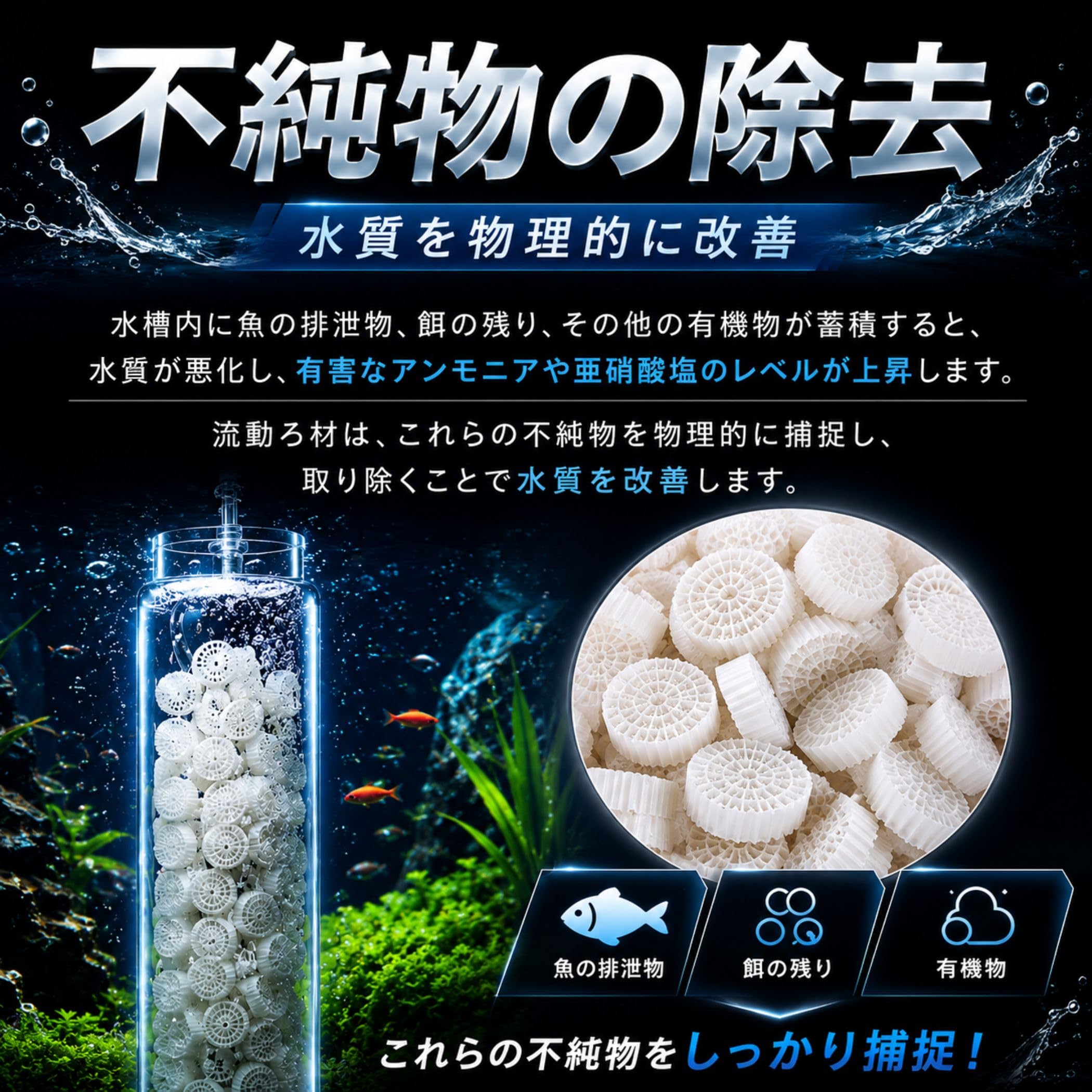 Amazon | Lezalic 流動ろ材 Φ25 多孔質濾過フィルター材料 水槽用品