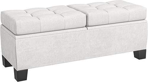 HOMCOM Banco otomano de almacenamiento de 46 pulgadas, banco tapizado en el extremo de la cama con marco de acero, banco de almacenamiento copetudo