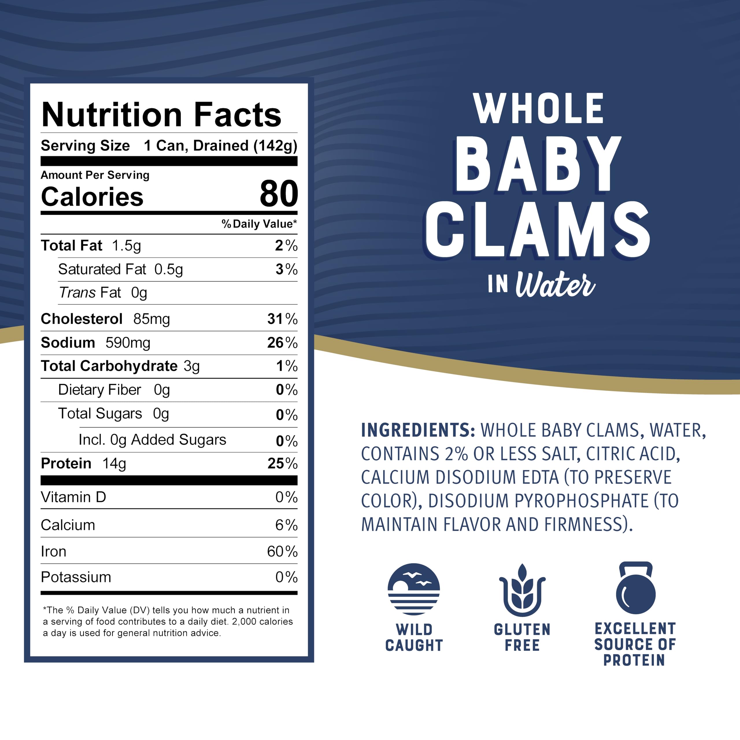 Bumble Bee Whole Baby Canned Clams, 10 oz Can (Pack of 12) - Ready to Eat - 13g Protein per Serving - Gluten Free