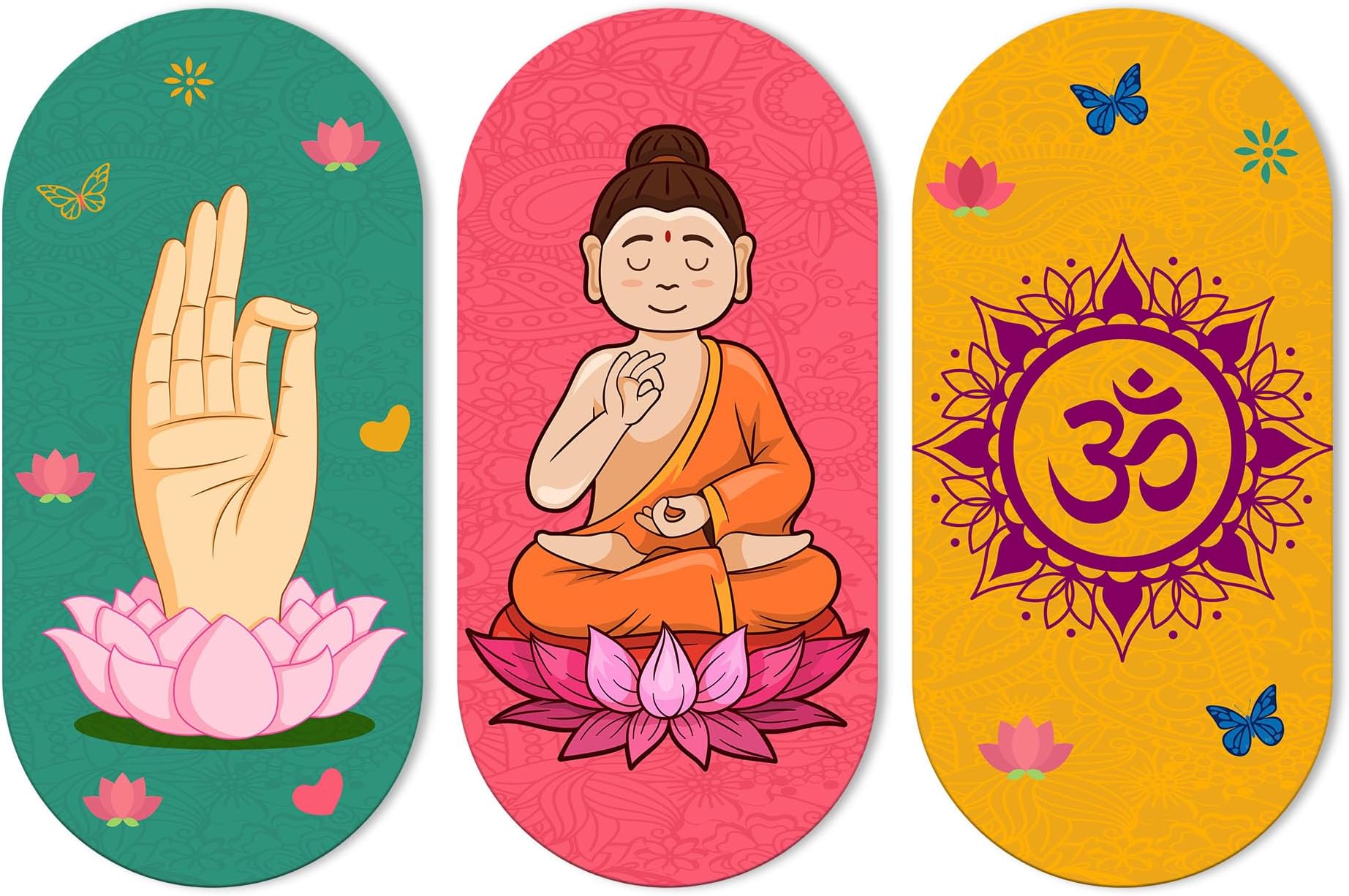 Artvibes Auspicious and Holy Symbols Wooden Wall Hanger for Good Luck | Prosperity Home | Office | Spiritual Decor Items | Wall Poster| Stylish Modern Decor Item | Gift Items (WH_9025N), Set of 3