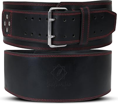 Premium Leather Weight Lifting Belt for Men & Women - 8MM Thick, 4" Wide, Heavy Duty Gym Belt with Steel Buckle for Weightlifting, Powerlifting, Strength Training, Squat or Deadlift Workout, Lower Back Support
