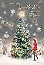 Cherry Orchard 'Lovely Granddaughter' Christmas card, Beautiful Christmas tree design, from the Gorgeous Grace range, Finished with gold foil detailing, comes complete with Gold envelope