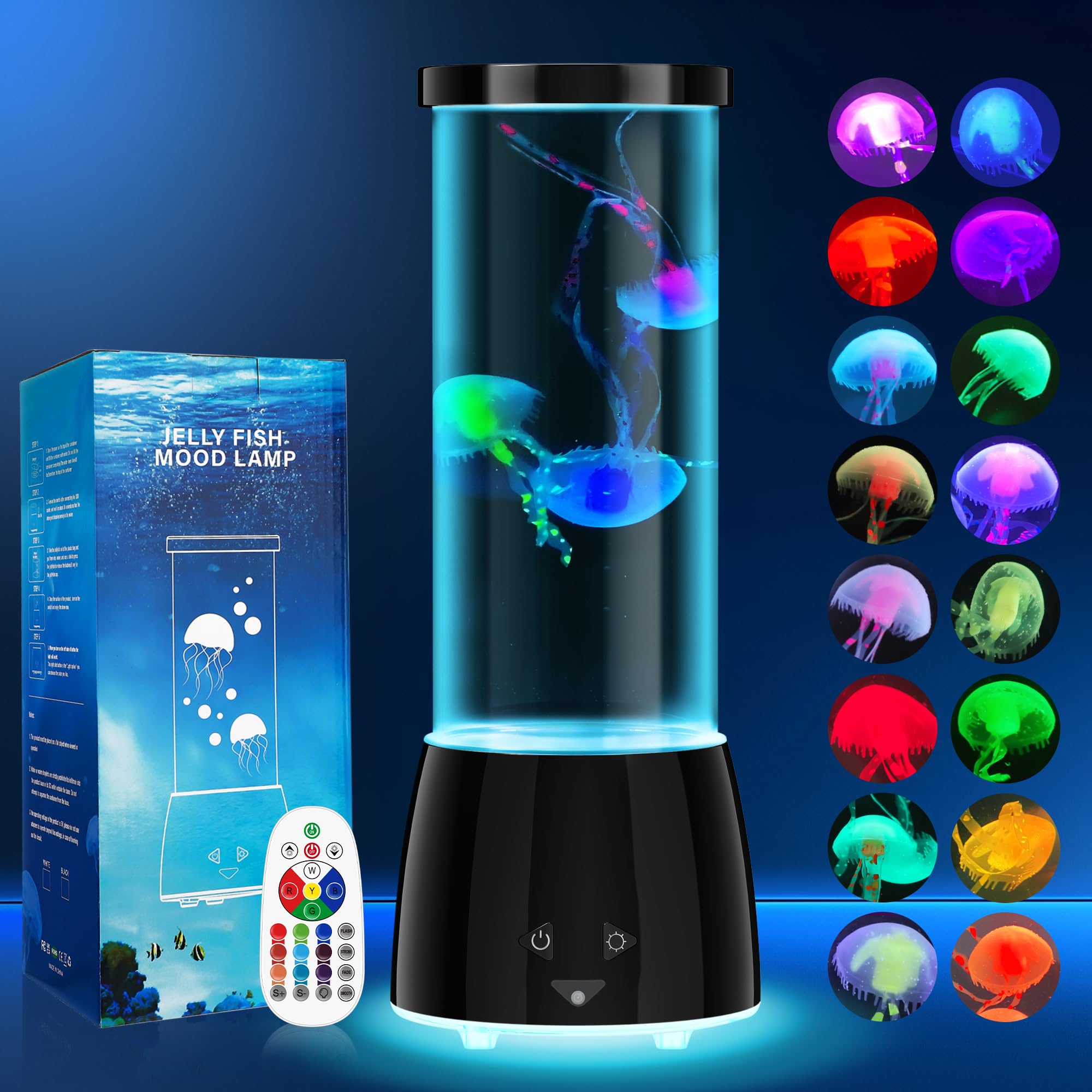 GuardWee Jellyfish Lamp, Jellyfish Aquarium Sensory Mood Table Lamp with 17 Color Changing Modes - Remote Control & USB Rechargeable for Bedroom/Office, Christmas/Birthday Gifts for Kids/Adults