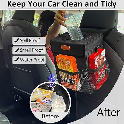 Miniatura 2 de Basurero para asiento trasero o delantero de automóvil, a prueba de fugas, bonita bolsa de basura para vehículos utilitarios deportivos, camiones,
