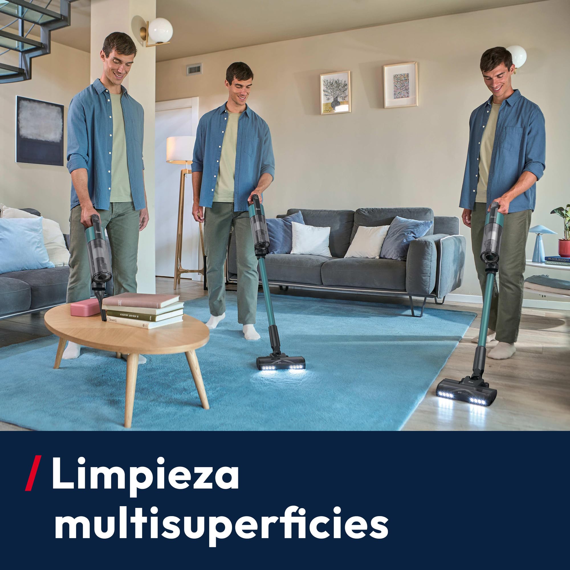 Hoover HF3 Core Aspiradora Sin Cable, 110 AW de Potencia, 60 min de autonomía, tecnología Anti‑Twist, Cepillo multisuelos de Doble Borde, diseño versátil, QuickPark, Formato portátil [HF3CZ10H]