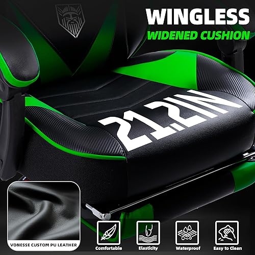 Miniatura 4 de Vonesse Silla para videojuegos, silla de computadora con reposapiés y masaje, sillas reclinables para adultos, silla de juego con respaldo alto