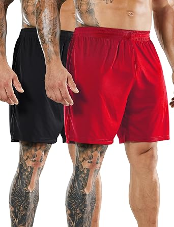 MIER 2-Pack Pocketless Soccer Shorts for Men Quick Dry Athletic Apparel