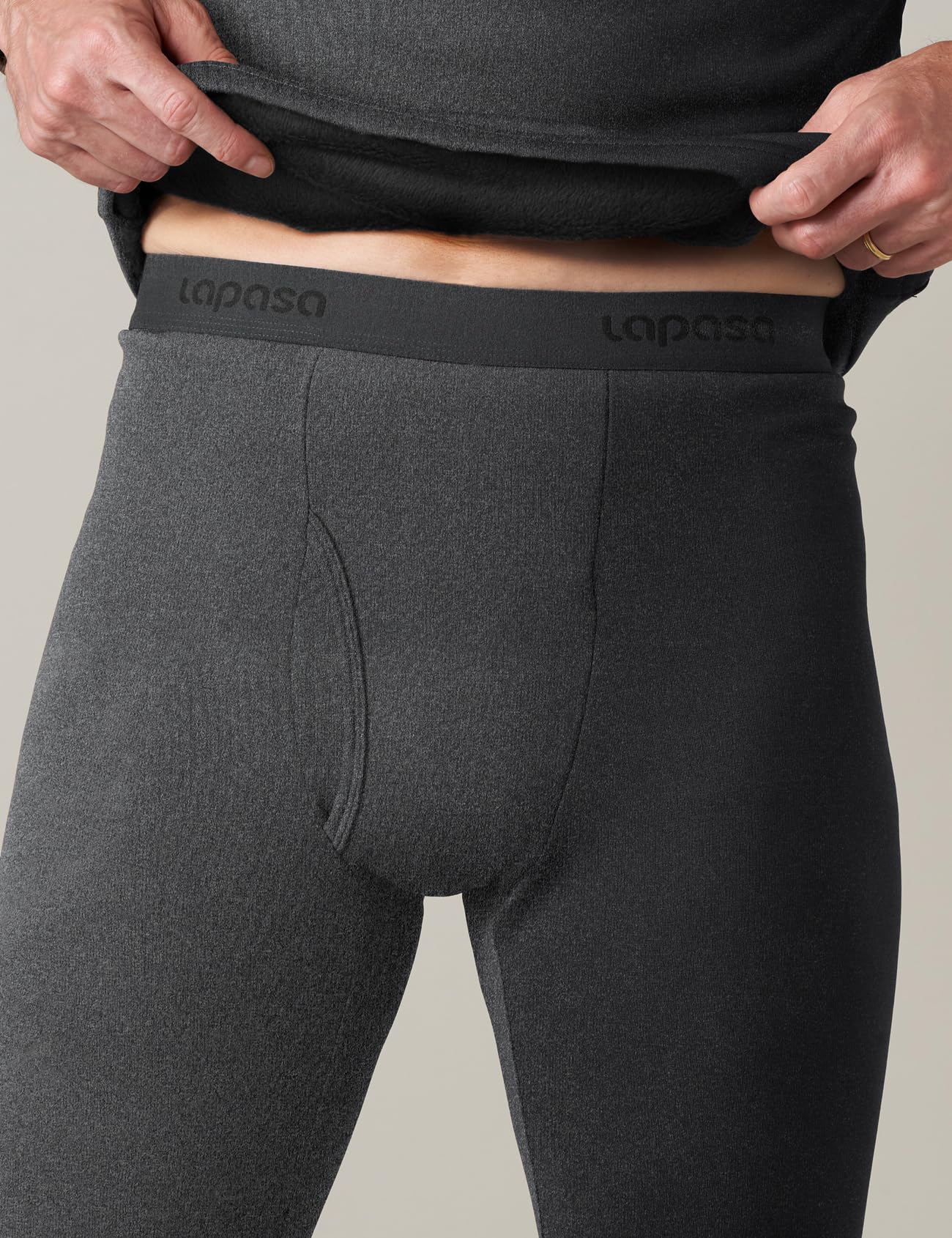 LAPASA Pacco da 2 o 1 Calzamaglie Termica Uomo Fodera in Pile Medio/Pesante Pantaloni Termici Sportivi Strato Base Biancheria Intima Leggings Caldi M10/M25/M56