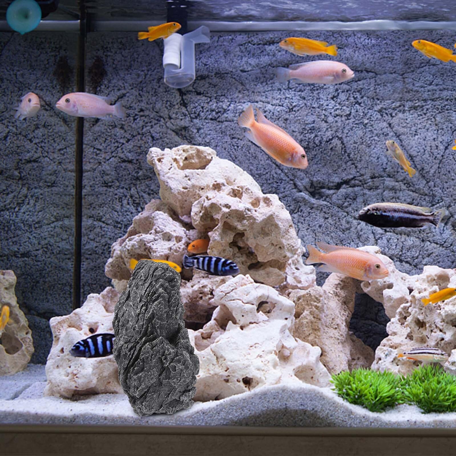 Didiseaon Decorazione per Acquario in Resina Pietra Realistica Sicura per Animali Acquatici e Terrari Effetto Naturale per Allestimenti di Acquari e Bonsai