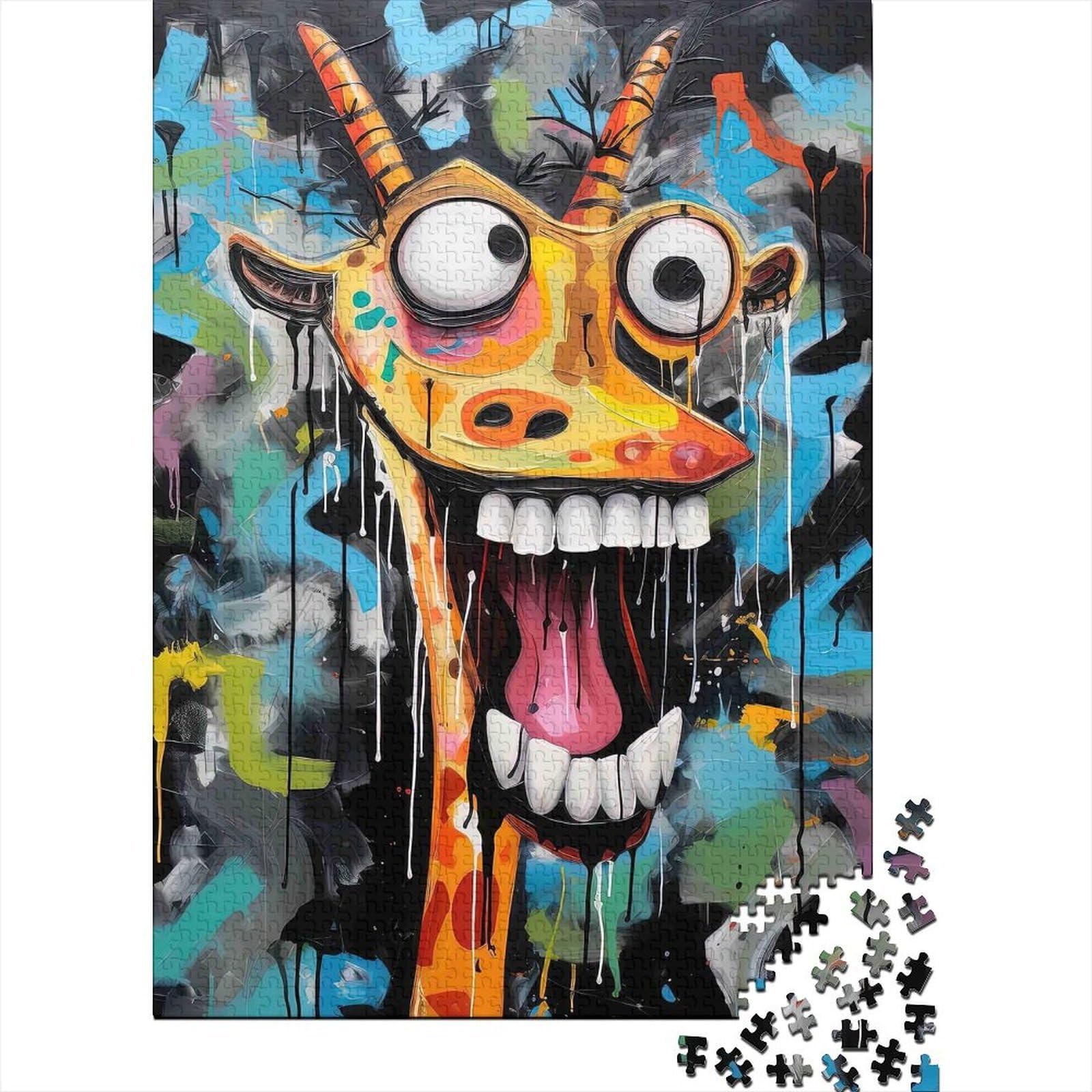 giraffe colorful graffiti 1000pc jigsaw puzzle paper for adults puzzle game for family leisure hobby