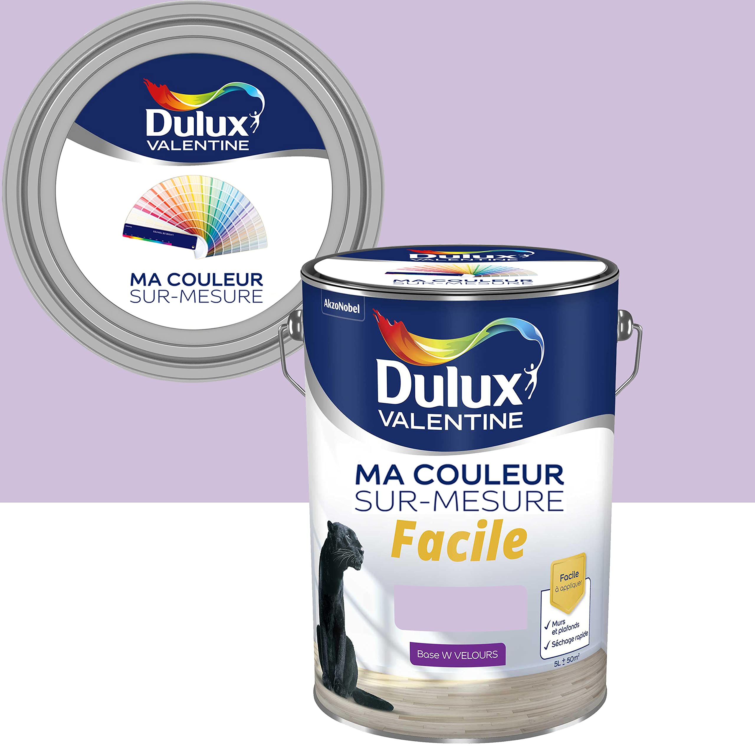 Ma Couleur Sur-mesure par Dulux Valentine – Peinture Intérieure Murs, Plafonds, Boiseries - Facile à appliquer - Velours Fantaisie Parme 5 L