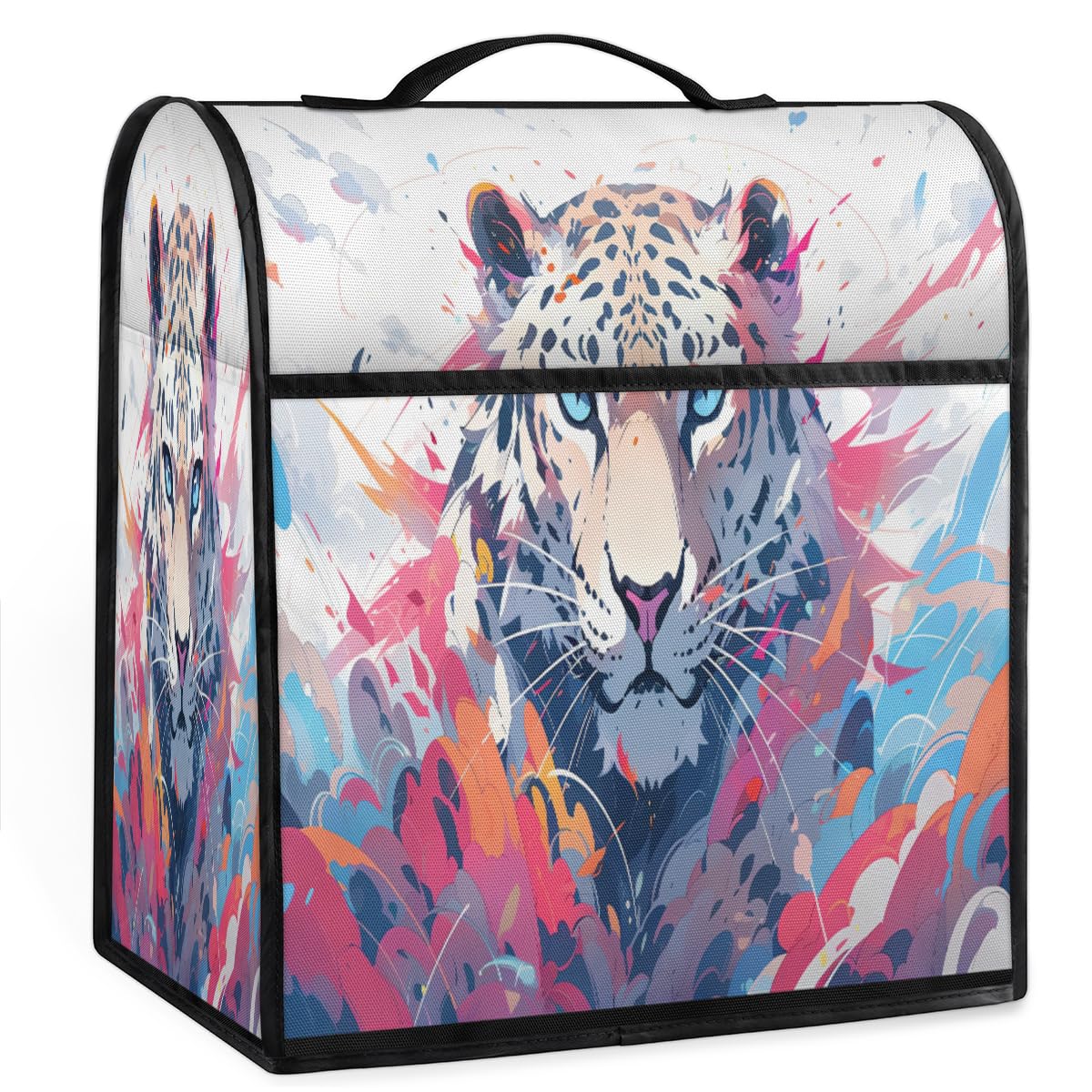 Coffee Maker Cover Splash Ink Watercolor Leopard Kitchen Appliance Covers Small Appliance Covers Blender Cover Juicer Cover Dust Covers for Kitchen Appliances with Top Handle and Pockets,C776