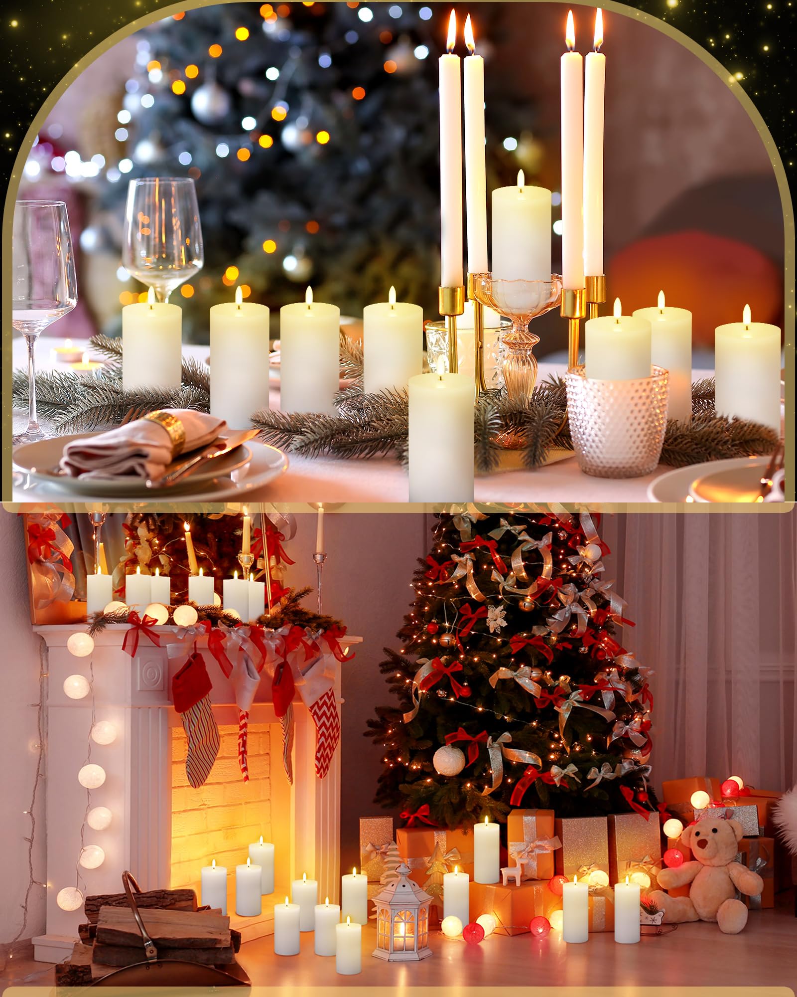 Only-us - Set di 2 candele bianche senza fiamma (7,6 x 7,6 cm), a LED, funzionamento a batteria, con telecomando e timer, per tavolo, camino, feste, matrimoni, decorazioni natalizie, dimmerabili, con