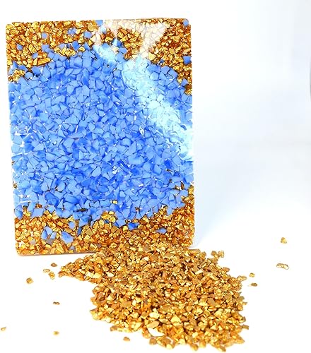 Miniatura 6 de LePe Vidrio de fuego triturado para manualidades, piedra de grava de vidrio templado reflectante, vidrio roto, chips de gemas de fuego para