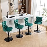 Vista 171 de Aoowow Juego de 2 taburetes de bar giratorios, taburetes de bar ajustables con respaldo de terciopelo copetudo, sillas de bar modernas tapizadas