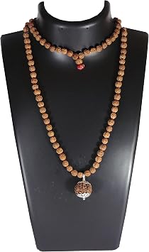 3 Mukhi Rudraksha Nepal + 109 Beads of 5 Mukhi Rudraksha mala Pure Silver Cap & Lab Certified