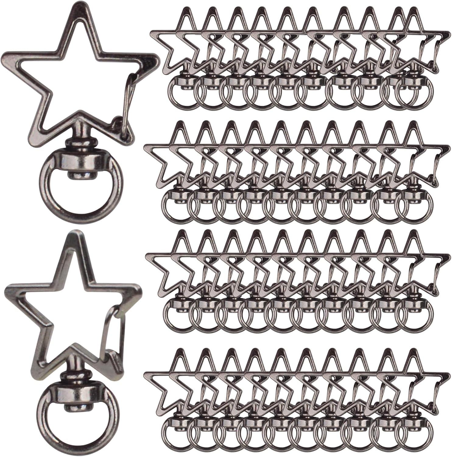BronaGrand Swivel Clasps Clips,40pcs Metal Swivel Lobster Claw Clasp Star Shape Snap Hook Clip Small DIY Accessories for Crafting Keyrings Bags Jewellery-Gold,Silver