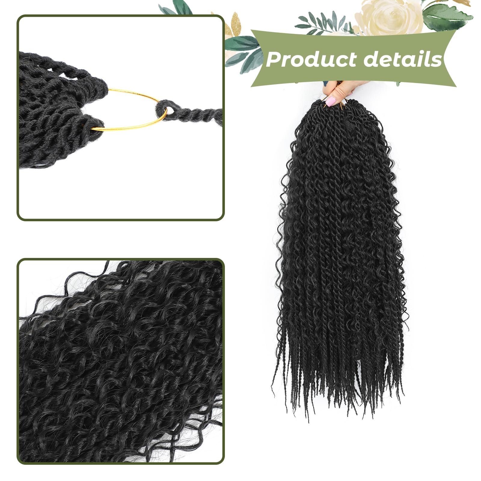 Boho Senegalese Twist Crochet Hair 8 Packs Pre Looped Goddess Island Passion Twist Crochet Braids Hair Extensions for Black Women (1B - Image 4