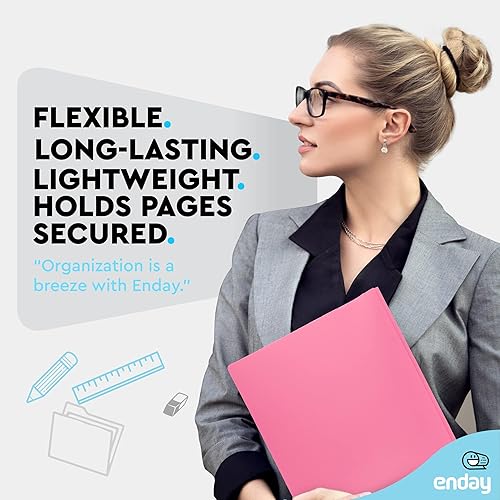 Miniatura 2 de Carpetas de plástico con bolsillos y puntas, color rosa, carpeta de dos bolsillos con clavos, carpetas de 3 puntas con bolsillos para hojas de