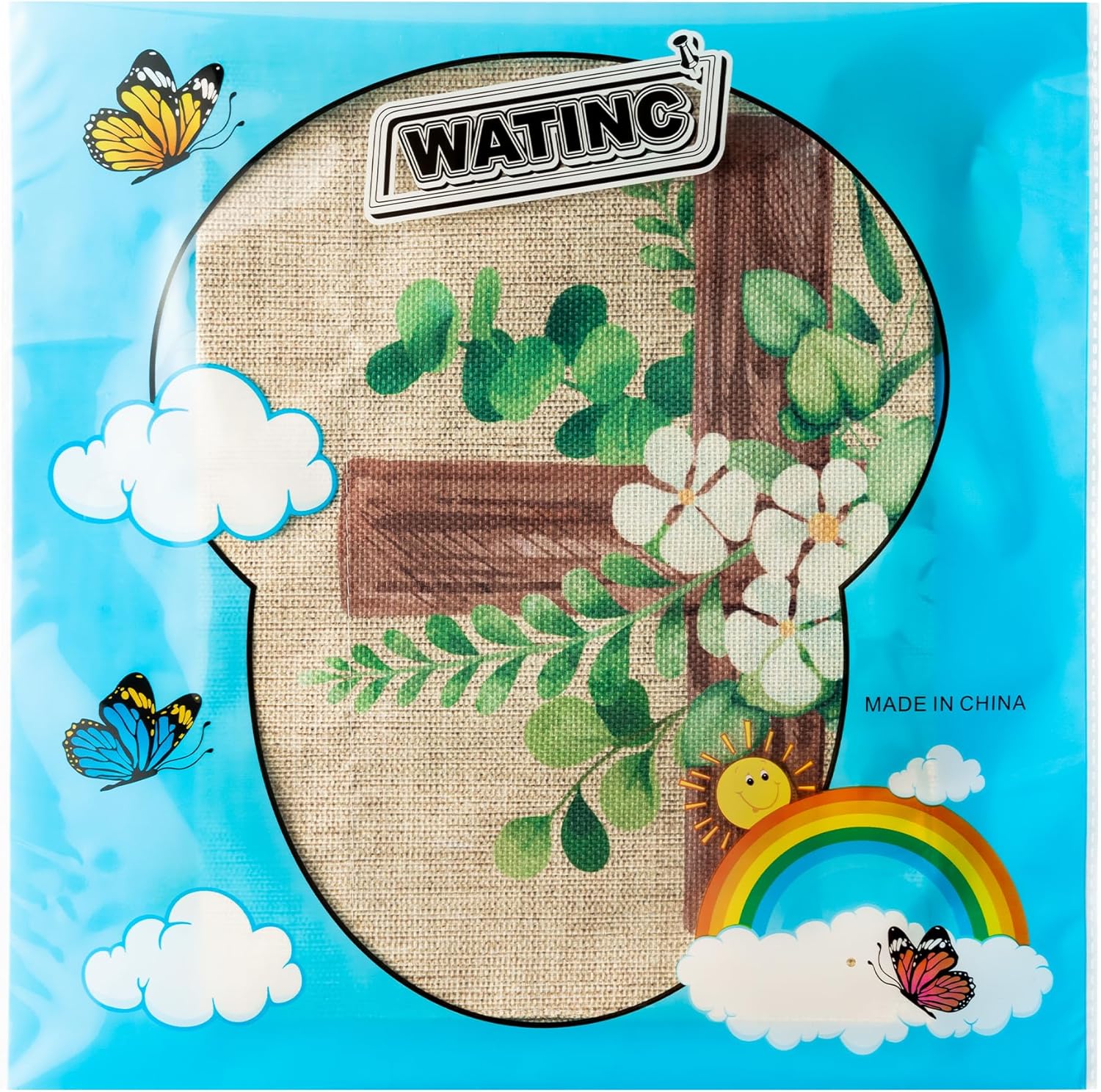 WATINC Spring Summer Eucalyptus Christian Cross Linen Garden Flag- 12 x 18 Inch Easter Religious Yard Flag for Outside, Double Sided House Outdoor Decoration for Porch Lawn Pathway (Green) - Image 7