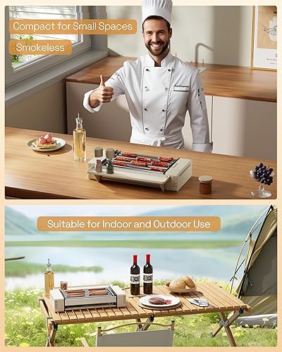 Miniatura 4 de HBN Máquina de rodillos para perros calientes con placas de parrilla y plancha extraíble, cocina eléctrica compacta para perros calientes,