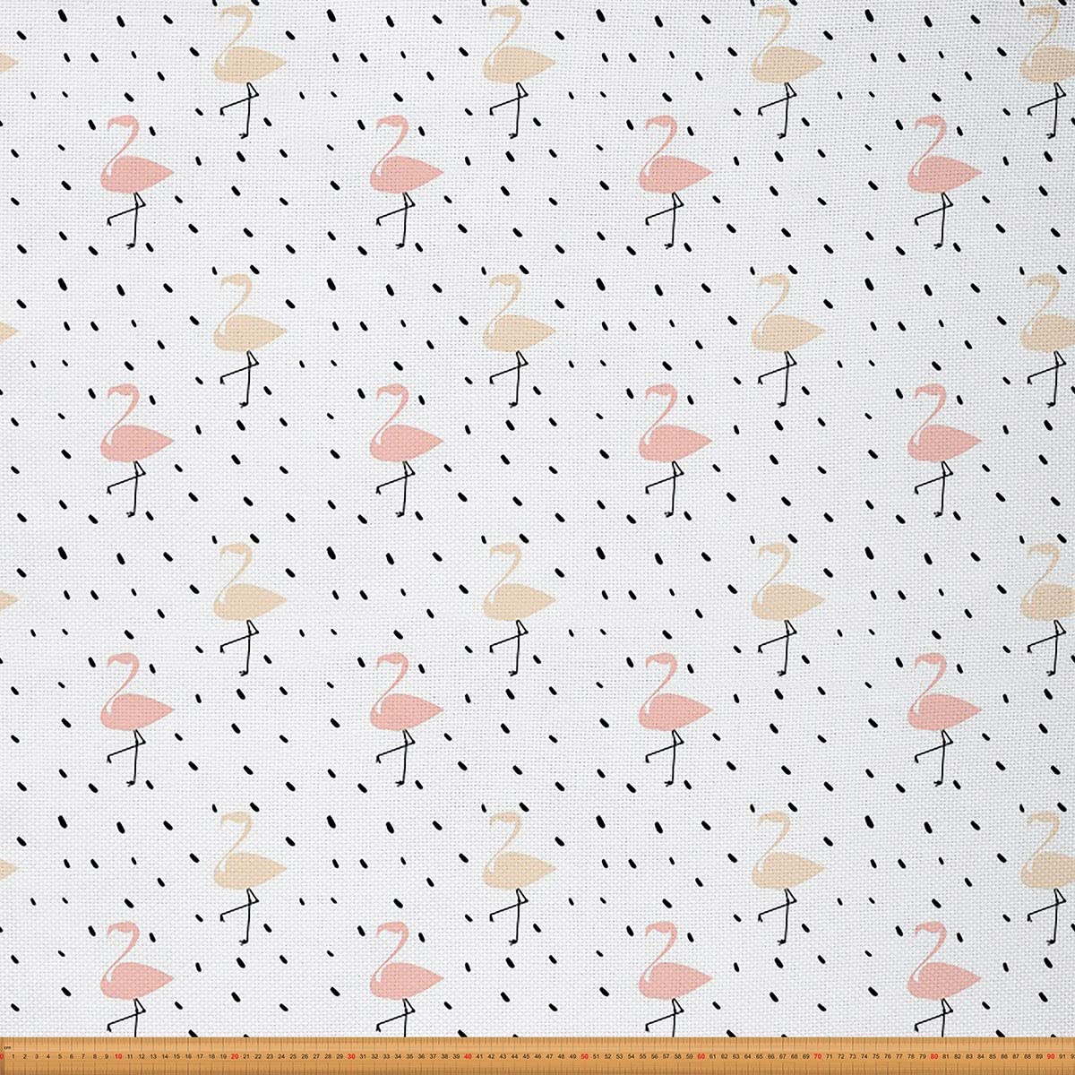 Loussiesd Flamingo Upholstery Fabric for Chairs,Cute Tropical Flamingo Outdoor Fabric by The Yard,Animal Polka Dots Fabric for Upholstery and DIY Projects,10 Yards,(L920*W150cm) Pink Black